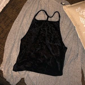 SOLD Black Velvet tan top